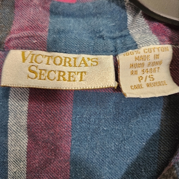 Victoria's Secret Gold Label Womens Flannel PJ Plaid Vintage Size S - Picture 2 of 7